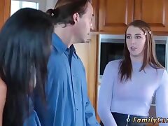 A young brunette and her friend's father are preparing for a wild session of sex in a hotel room, featuring oral and facial exchanges.