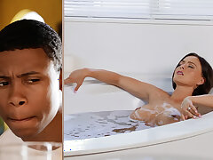 Stealthy friend secretly enjoys taboo anal sex with MILF in the tub